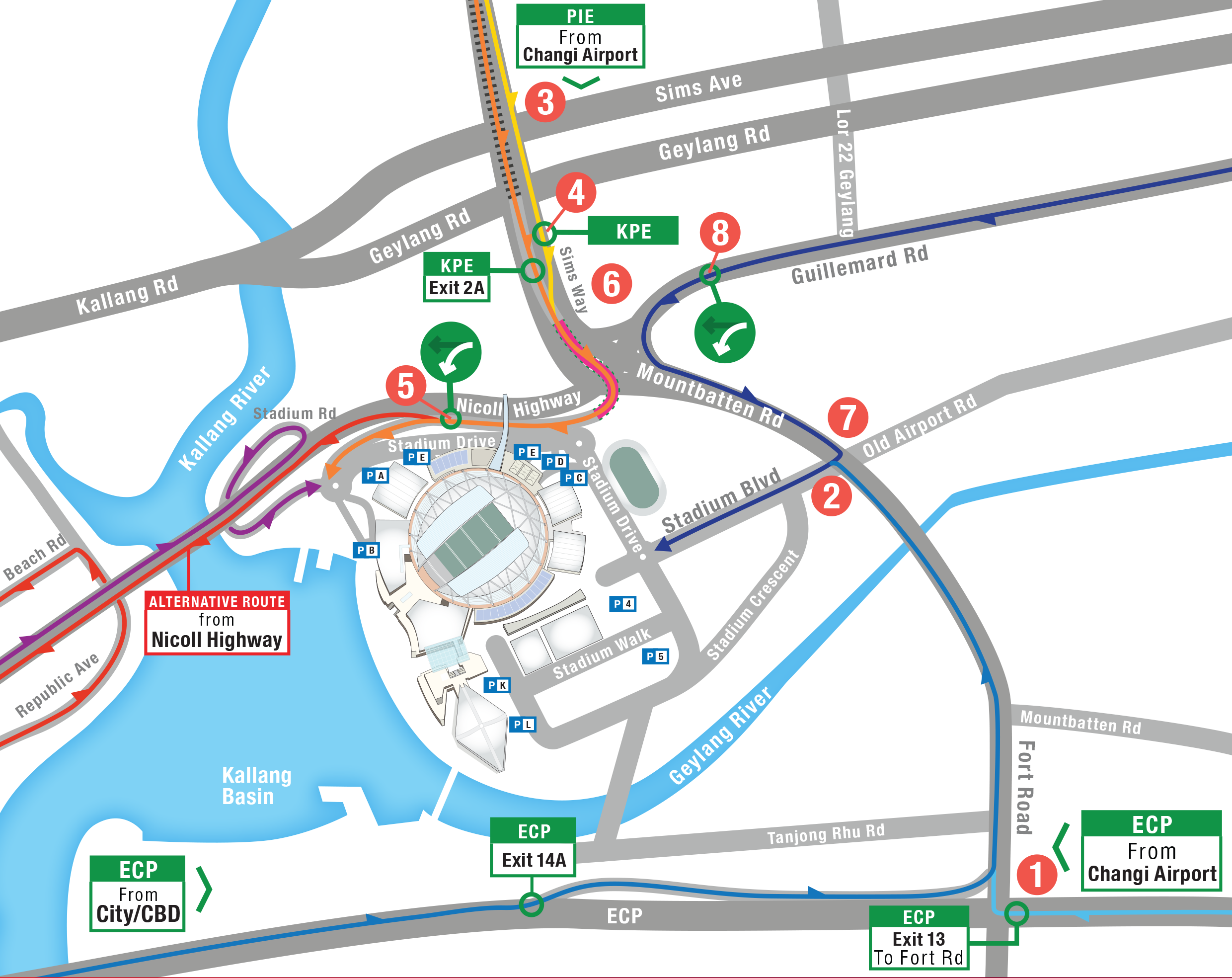 Sports Hub Directions Map Singapore Sports Hub Sports   By CAR Image 